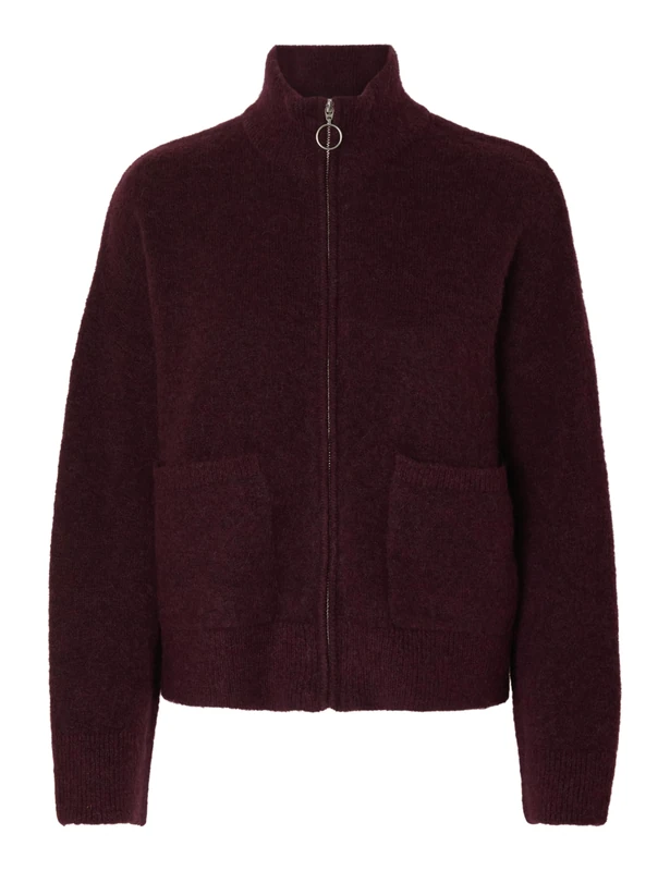 SELECTED FEMME Women's Slfsia Ras Ls Knit Zipper Cardigan Noos, FIG, M