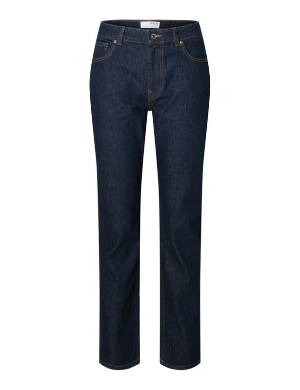 SELECTED FEMME Slfslim Bea-Kori Mw Jeans Noos, Dark Denim Blue, 29W x 32L - Image 1