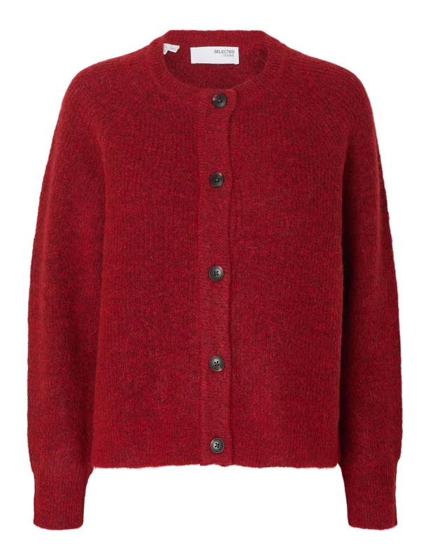 SELECTED FEMME Noos Women's Slflulu LS Knit Short Cardigan, Equestrian Red, M