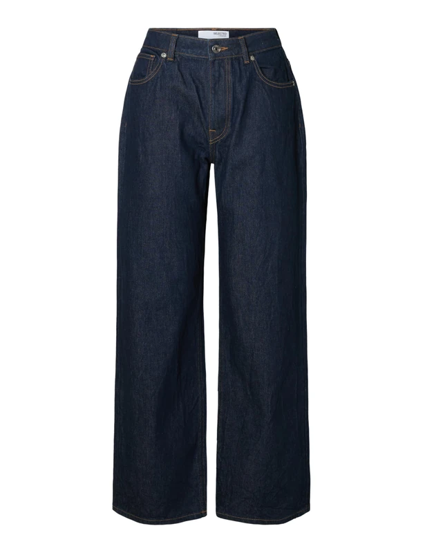 SELECTED FEMME Slfwide Bea-Kori Hw Jeans Noos, Dark Denim Blue, 27W x 32L