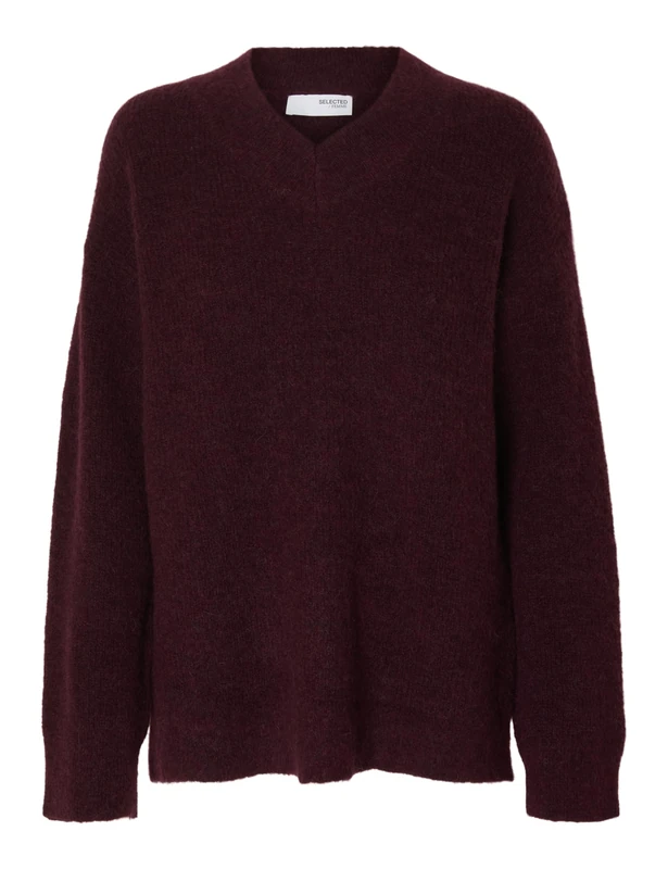 SELECTED FEMME Women's Slfsia Ras Ls Knit Long V-Neck Noos, FIG, M