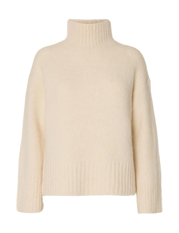 SELECTED FEMME Women's Slfgabriella LS Knit High Neck Noos, Birch, XL