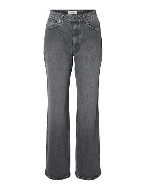 SELECTED FEMME Slfwide Bea-Kori Hw Jeans Noos, Medium Grey Denim, 27W x 32L