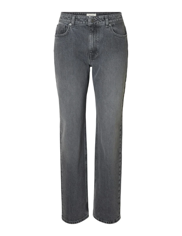 SELECTED FEMME Slfstraight Bea-Kori Mw Jeans Noos, Medium Grey Denim, 25W x 32L