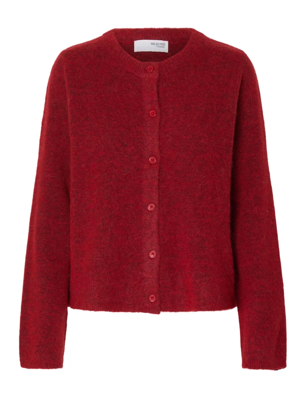 SELECTED FEMME Slflulu New LS Knit Cardigan Noos, Equestrian Red, L