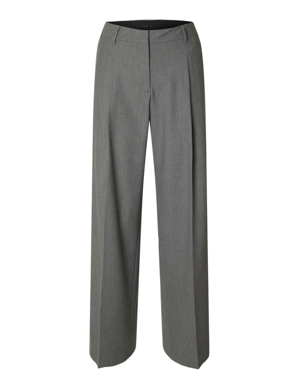 SELECTED FEMME Slfwide-Rita Lano Mw Pant Noos, Medium Grey Melange, 38W x 30L - Image 1