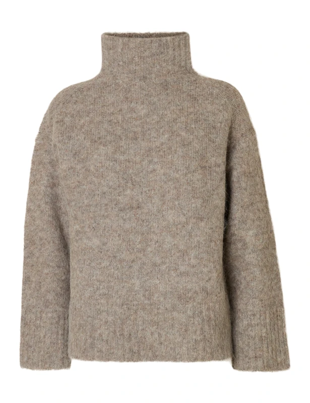SELECTED FEMME Slfgabriella LS Knit High Neck Noos, Steel Gray, M