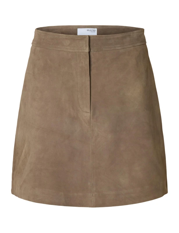 SELECTED FEMME Women's Slfkaya Mw Suede Skirt Noos, Fungi, 10 - Image 1