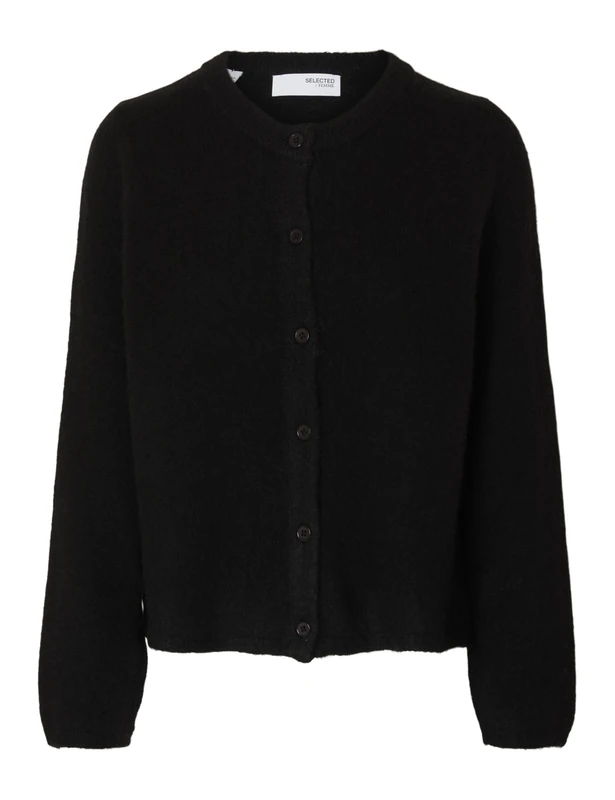 SELECTED FEMME Slflulu New LS Knit Cardigan Noos, Black, L