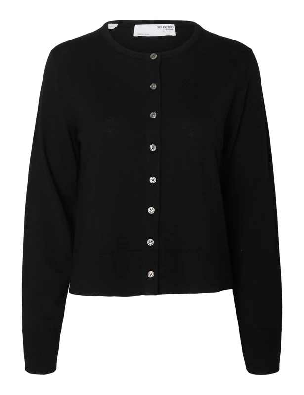 SELECTED FEMME Slfthea Ls Knit Merino Cardigan Noos, Black, L