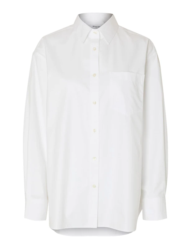 SELECTED FEMME Slfester LS Oversize Shirt Noos, Bright White, 14