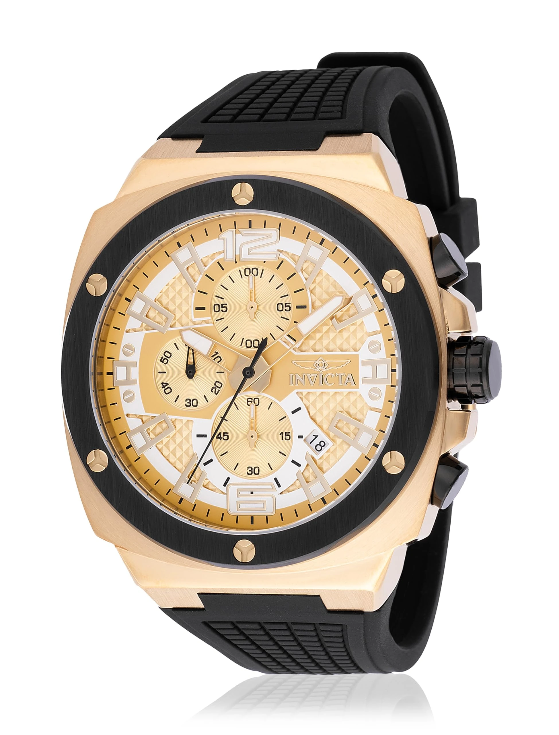 Invicta Racing 48165 Men's Watch - Waterproof - Analogue - Quartz Movement - Stainless Steel with Gold dial - 47mm