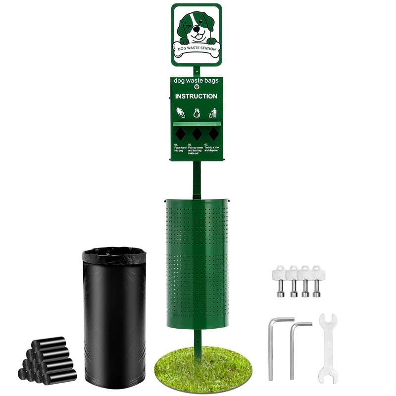 VEVOR Dog Waste Station, Commercial Dog Poop Station, 11.5 Gallons Pet Waste Bin with 50 Can Liners, Bag Dispenser & 600 Waste Bags, Outdoor Dog Waste Disposal System for Backyard