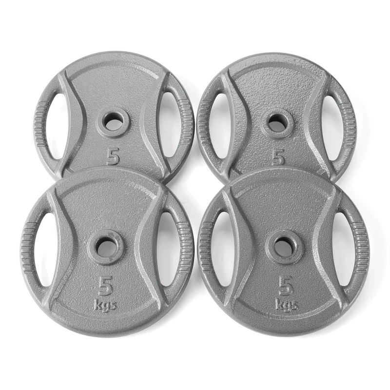 Amazon Basics 2.5 cm Grip Weight Plates, 5 kg Weights, Set of 4, Charcoal