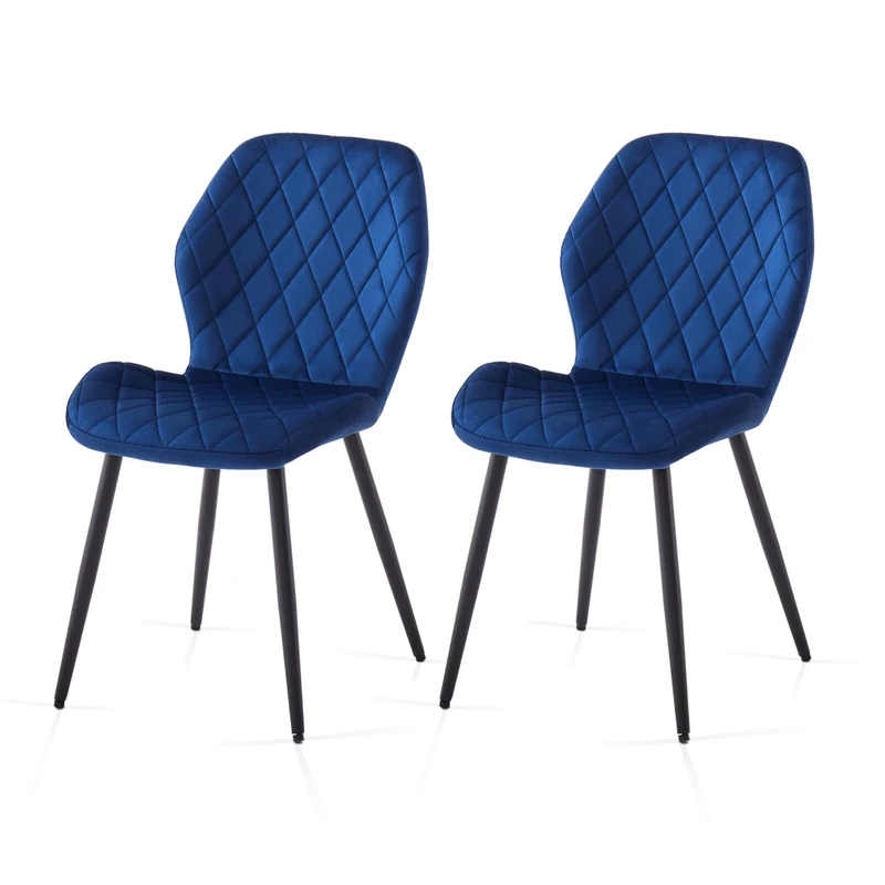 Weegstok Velvet Dining Chairs Set of 2/4/6 Lounge Reception Kitchen Upholstered Seat Counter with Metal Legs for Living Dining Room (2, Lake Blue, 58L*47W*86H centimetres)