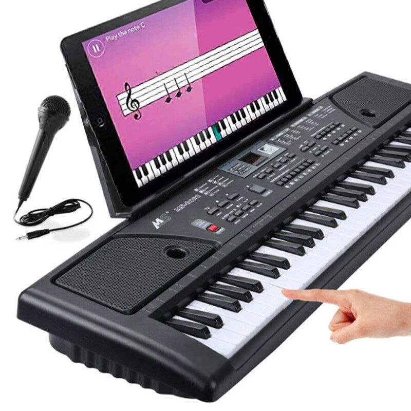 Keyboard Piano, 61 Keys Electronic Keyboard for Kids with 16 Instrument Voices & 10 Accompaniment Styles for Kids Teaching, Digital Music Keyboard Piano Instrument with Microphone, USB Cable