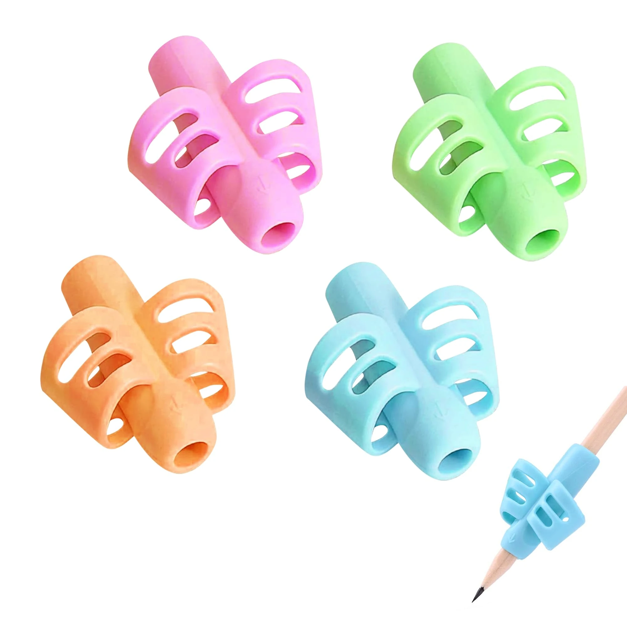4PCS Pencil Grips for Children Safe Comfortable Pencil Grips for Children Handwriting Durable Not Easily Deformed Pencil Grip for Prevent Writing Fatigue Soreness Irritations and Blisters