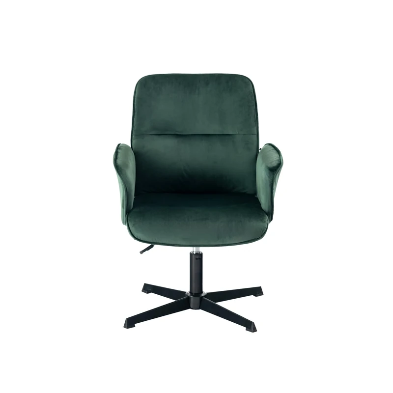 39F Furniture Dream Moderm Adjustable Velvet Swivel Armchair with High Back and Metal Base - Ergonomic Design, Comfortable Office Home Chair for Living Room Bedroom Office, Green, 61.5x59.5x93cm