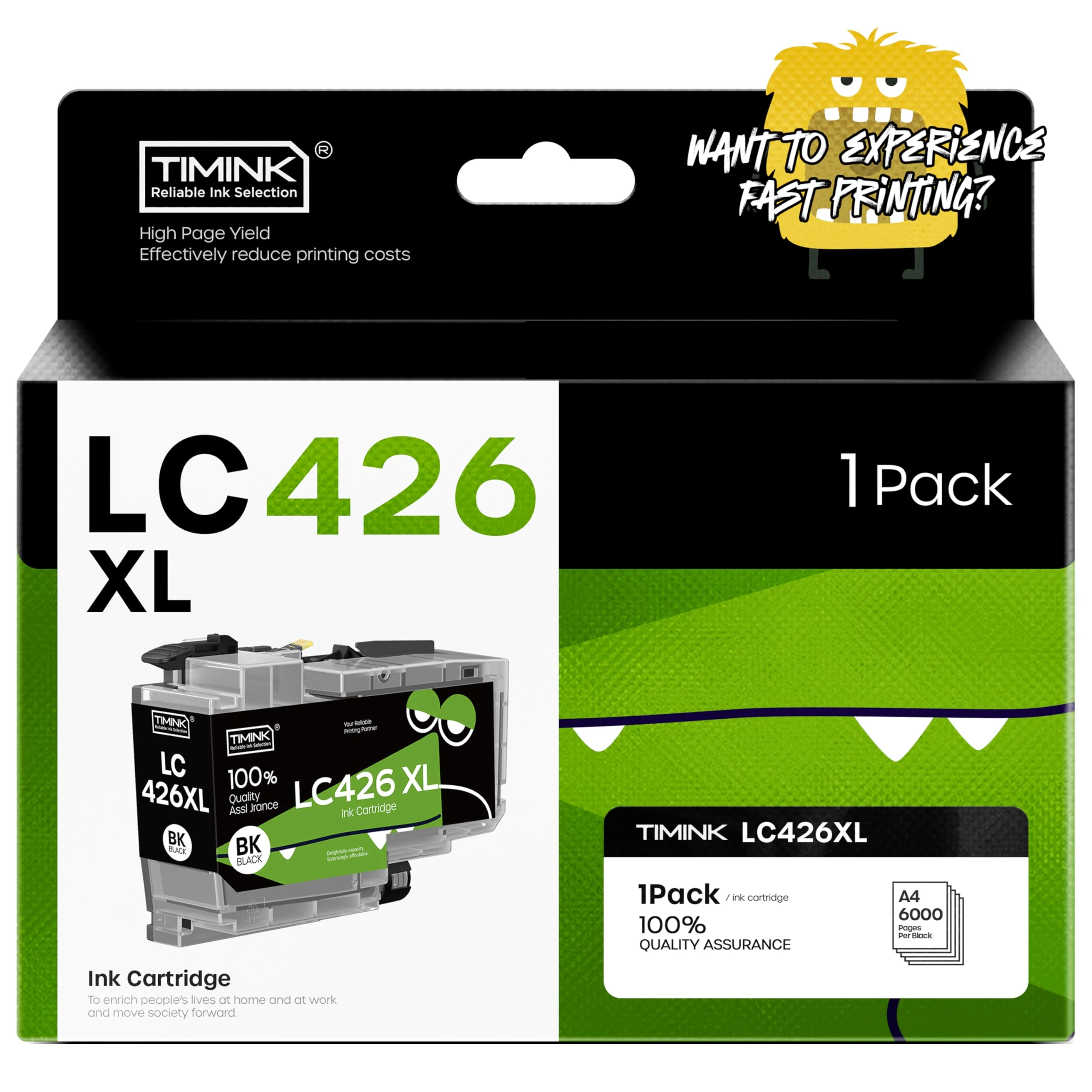 Timink LC426XL LC426 Ink Cartridges Replacement for Brother LC426 Ink LC 426 LC-426 XL LC-426BK LC426XLBK Compatible with Brother MFC-J4340DW MFC-J4540DW MFC-J4335DW MFC-J4535DW Printer (4 Pack)