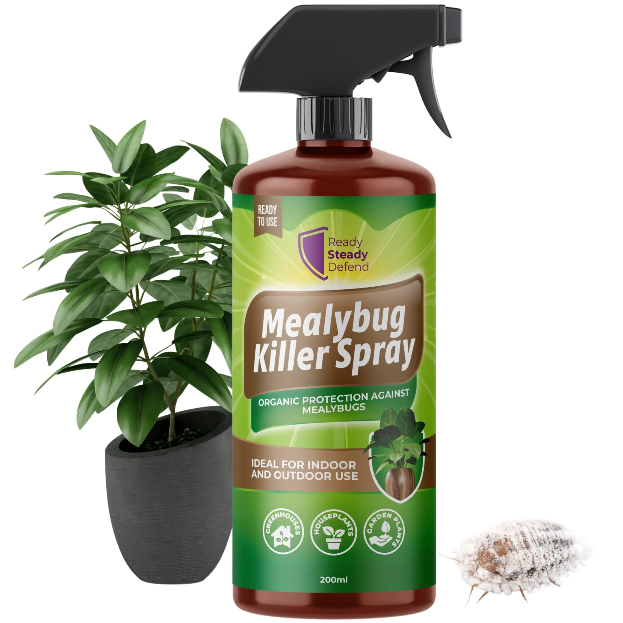 Mealybug Killer Spray 200ml - Bug Spray with Insecticidal Soap for Indoor Plants - Effective Plant Insecticide Treatment to Target Mealybugs - Easy-to-Use House Bug Killer for Vibrant Growth