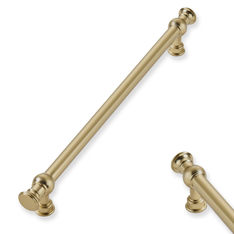 ZAUYX 10-Pack 6inch(152mm) Hole Center Brushed Brass Cabinet Pulls Solid Heavy Duty Kitchen Cabinet Hardware for Cupboard Drawer Pulls Cabinet Handle