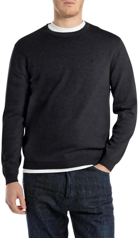 Replay Men's Uk4851 Pullover Sweater, 088 Deep Blue, M