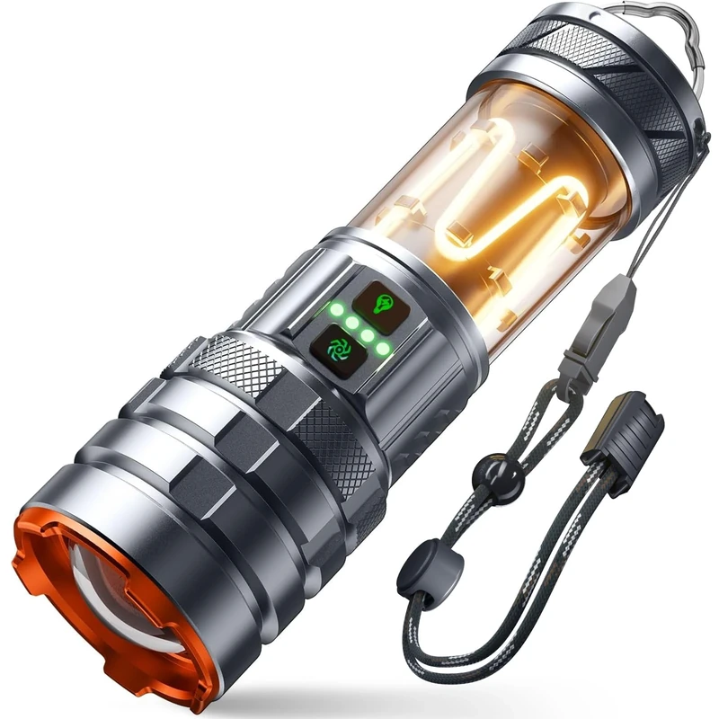 Sogdeco Torches LED Super Bright 1000000 Lumens, Rechargeable Torch with Camping Light, Zoomable, 11 Modes, Long Battery Life, Waterproof, Powerful Battery Powered, Camping Dog Walking Emergency