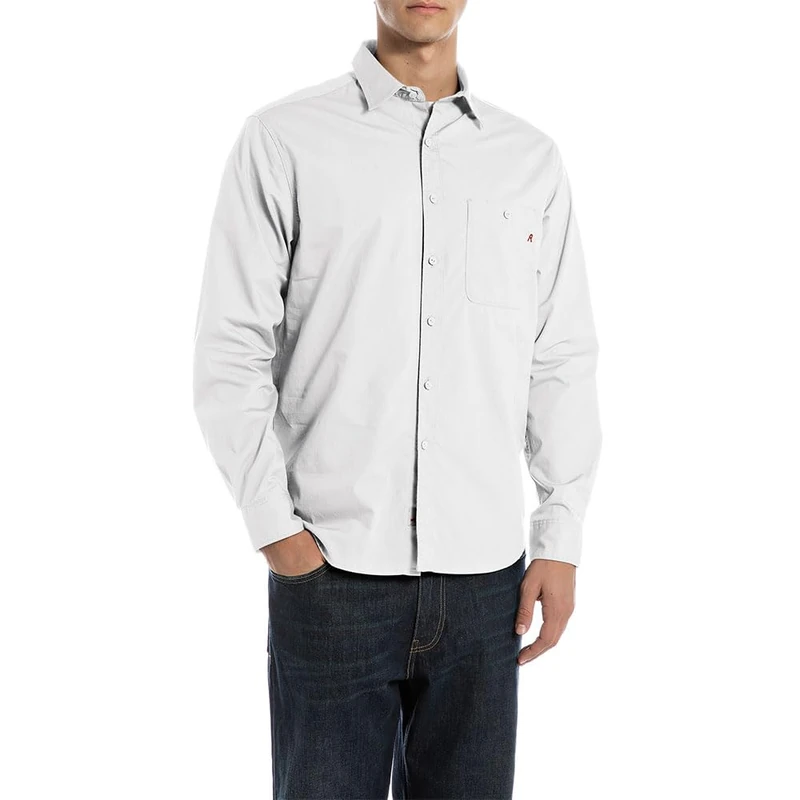 Replay Men's M4144 Shirt, 011 Natural White, L - Image 1