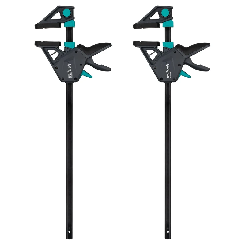 wolfcraft 2 one Hand Clamps PRO MAX I 8662060 I 250 kg Clamping Force for The Highest Professional Demands I high Holding Force I 450 mm Clamping Width I Made in Europe