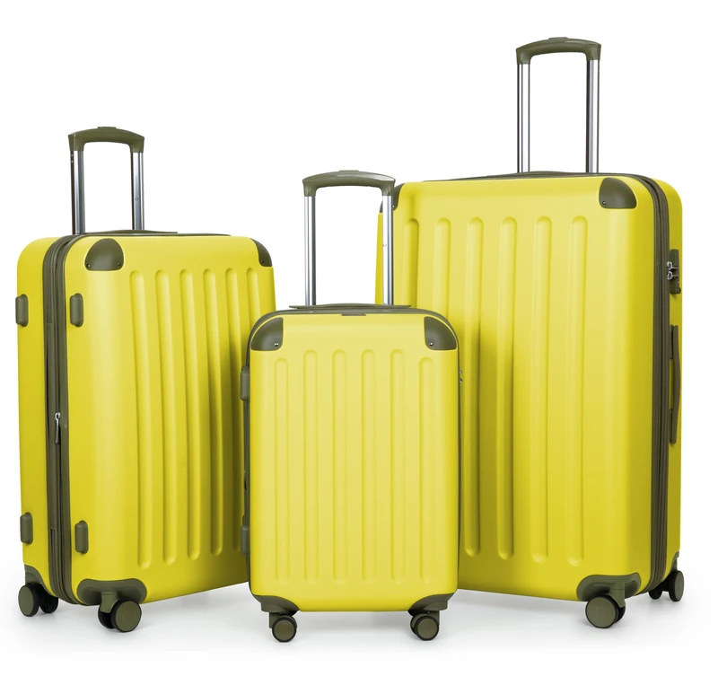 Hauptstadtkoffer Spree – 3-Piece Luggage Set – Carry-On Suitcase 55 cm, Medium Suitcase 65 cm & Large Travel Suitcase 75 cm, ABS+PC Hardshell, TSA Combination Lock, Lemon