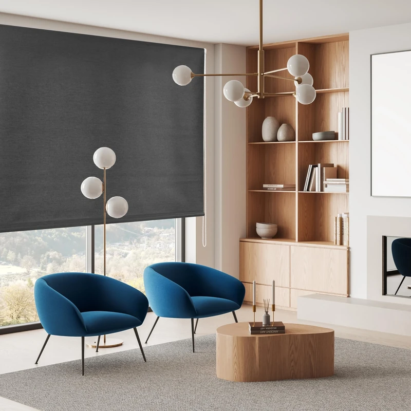 Blindecor Ara | Smooth Translucent Roller Blind - Anthracite, 120 x 175 cm (W x H) | Fabric Size 117 x 170 cm | Window Blinds