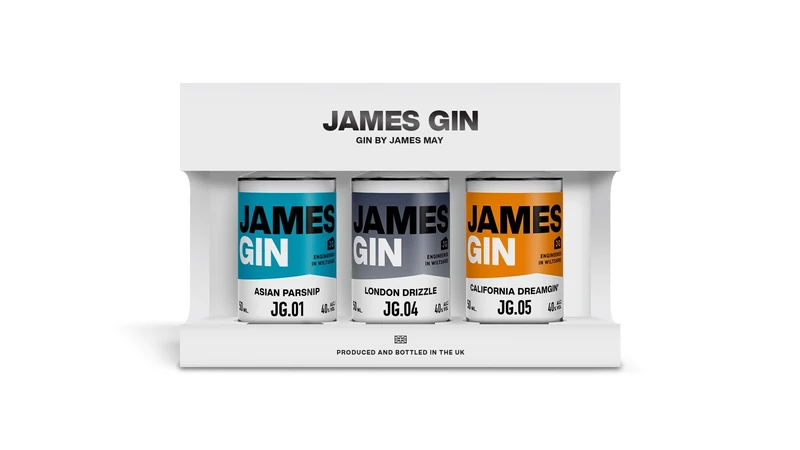James Gin Miniature Gift Set | 3 x 5cl Bottles – Asian Parsnip, London Drizzle & California Dreamgin’ | Distilled in the UK | Award Winning Gin by James May