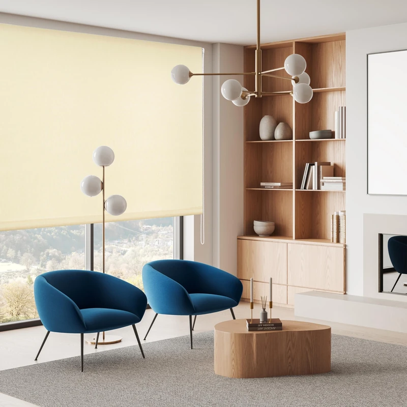 Blindecor Ara | Smooth Translucent Roller Blind - Sand, 120 x 175 cm (W x H) | Fabric Size 117 x 170 cm | Window Blinds