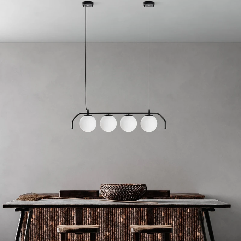 Opviq Elegant Black Chandelier, Adjustable Height 30-120 cm, Metal Body, 4 x E14 Max 40 W, Diameter 15 cm Cap, Perfect for Modern Living Spaces, Stylish & Functional Design - Image 1