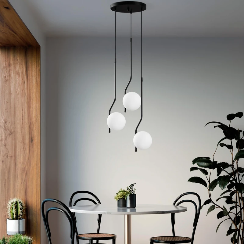 Opviq Elegant Black Chandelier, Metal Body, Adjustable Height 65-110 cm, Diameter 15 cm Cap, 3 x E14 Max 40 W, Perfect for Modern Living Spaces, IP20 Rated - Image 1