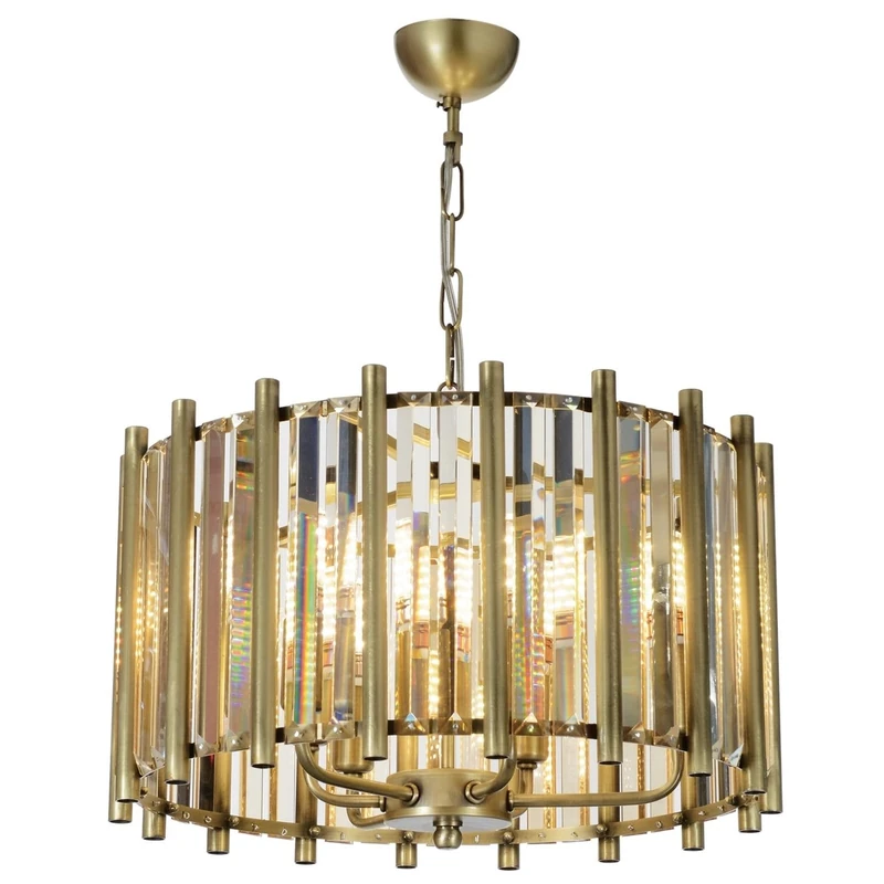 Opviq Elegant Vintage Copper Chandelier, 57 cm Height, 45 cm Diameter, Metal Body, Crystal Cap, 6 x E14 Max 40 W, Perfect for Modern Glam & Hotel Decor