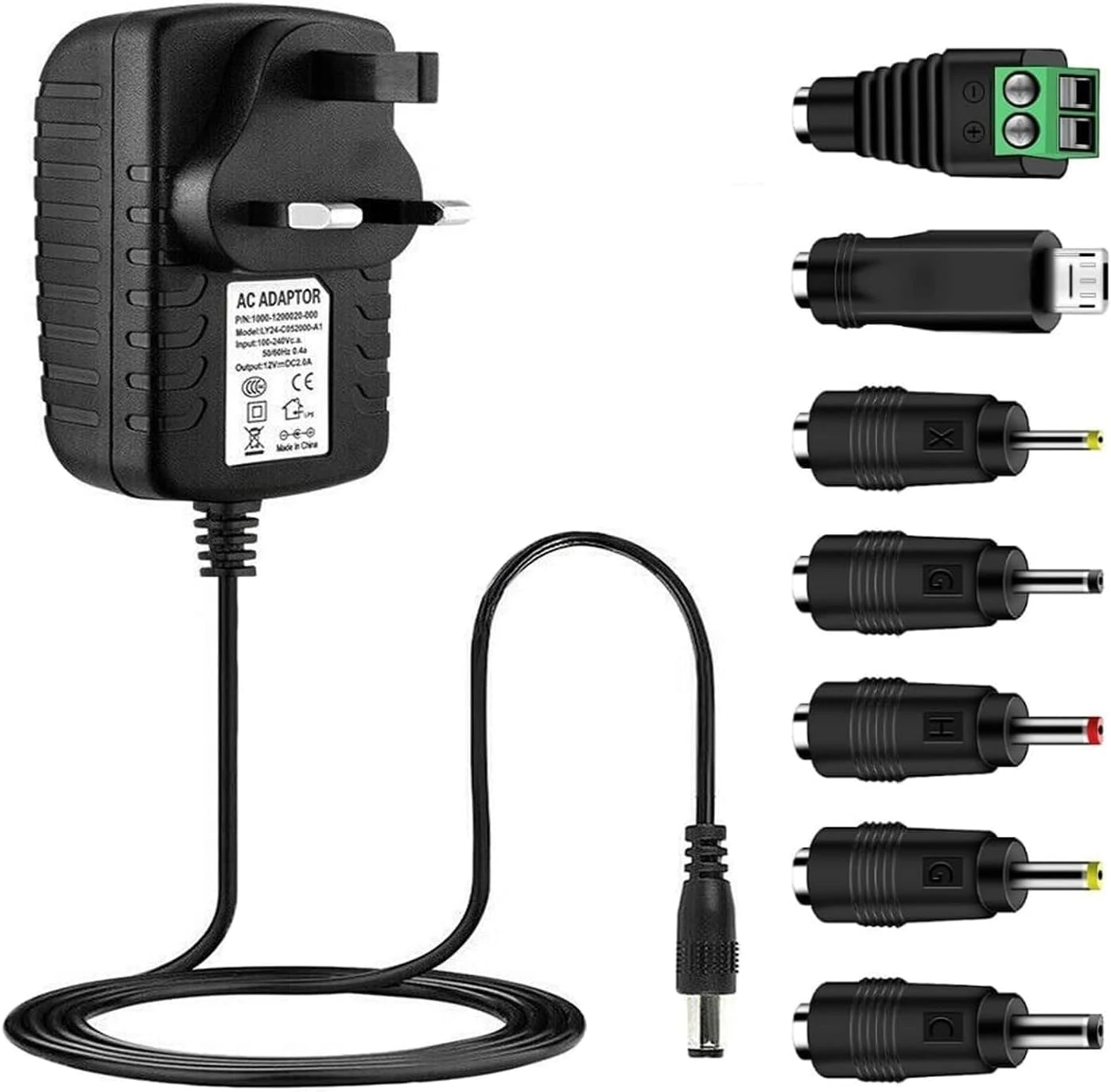 MaxSell 1A/2A/3A Power Adapter 12V Power Supply AC to DC Universal Adaptor for CCTV Camera Android TV Box Tablet Bluetooth Speaker and more Household Electronics, 2000mA Max (2A-7P)