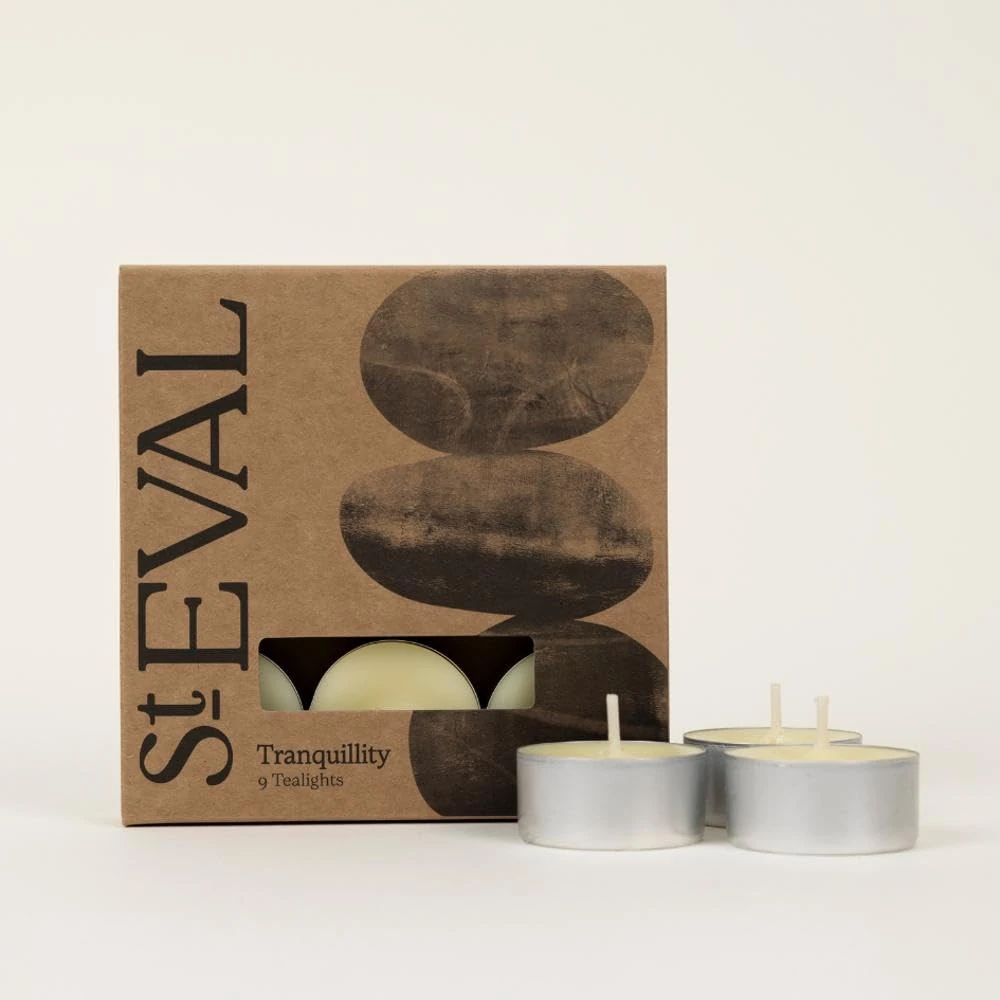 St Eval | Tranquility Scented Tealights | Floral, Spicy and Calming Fragrance| Pack of 9 | Long-Lasting Burn Upto 6 Hours Per Tealight Candle | Made in Cornwall