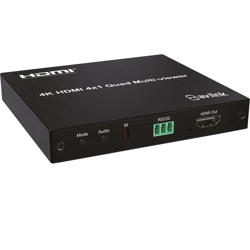 AV:Link | 4K HDMI Multi-viewer 4x1 | Seamless HDMI Switching with IR Remote, Multiple Display Options for CCTV, Gaming, Hospitality, and Entertainment