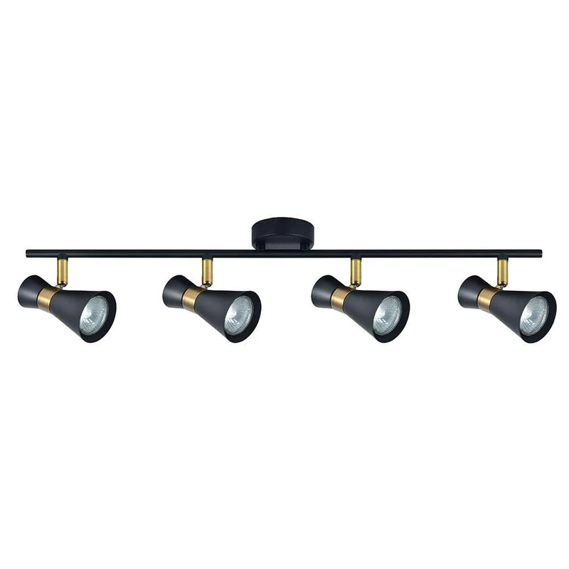 Blendend Strip of up to 4 GU10 spotlights in Elegant Black Colour with Leather Finish. Dimensions: 15 x 69.5 x 8.5 cm. Perfect for Modern and Sophisticated Lighting in Any Space.