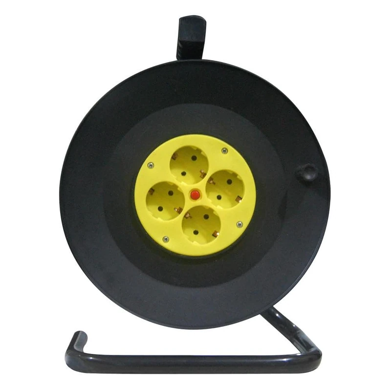 4 Plug Cable Winder, 25 m 3Gx1.5 mm Copper Cable, Safety Thermostat and Maximum Capacity of 3250 W. Perfect for Outdoor and Indoor use.