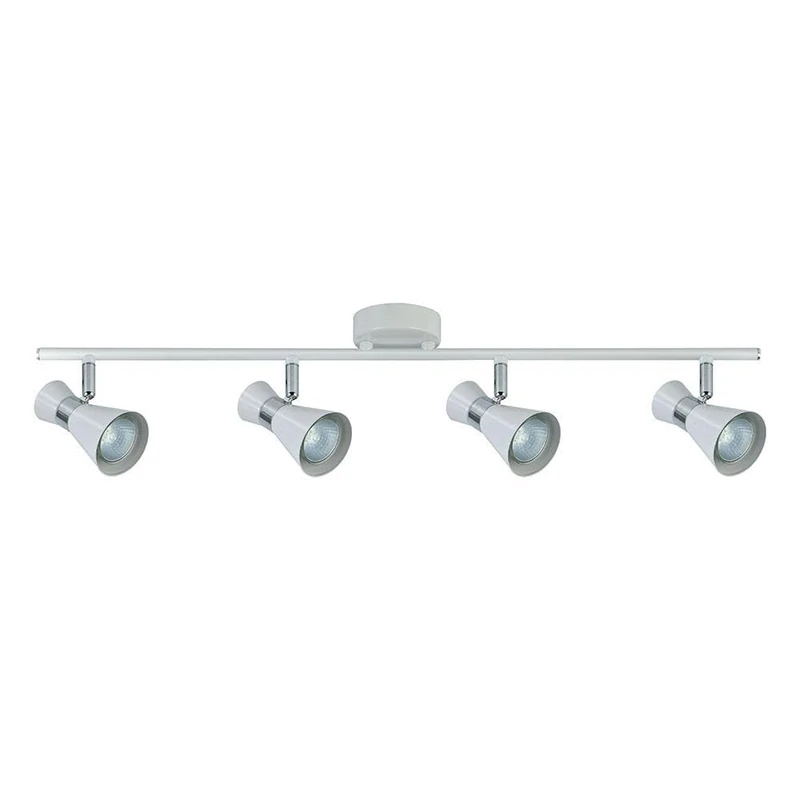Power Strip up to 4xGU10 in Elegant White and Chrome, with Dimensions of 15x69.5x8.5 cm. Perfect to Illuminate with Style Any Modern Environment.