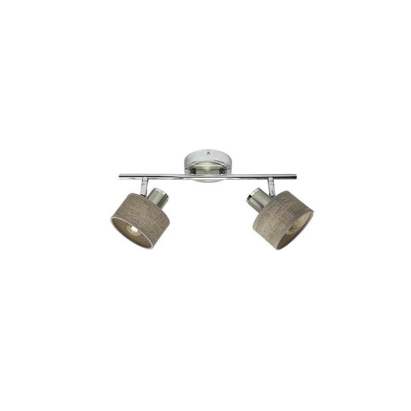 Nando Ceiling lamp in Chrome-Nickel and Grey Wood, with dimmable spotlights That Offer Perfect Lighting. Dimensions: 16 x 36.5 x 10 cm, Ideal for a Modern Style.
