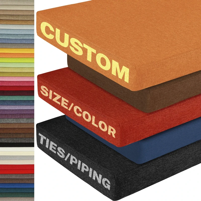 SECXEO Made to Measure Bench Cushion, Custom Size Bay Window Seat Pad, Chenille Bespoke Outdoor/Indoor Cushion for Long Chair, Banquette, Garden Furniture and more
