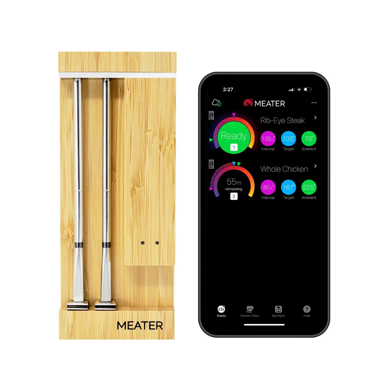 MEATER Pro Duo: WiFi Smart Meat Thermometer | 550°C High Heat Resistance | Long Range | Dual Probes | Six Sensors | BBQ, Oven, Grill, Smoker, Air Fryer, Deep Fryer | iOS & Android App
