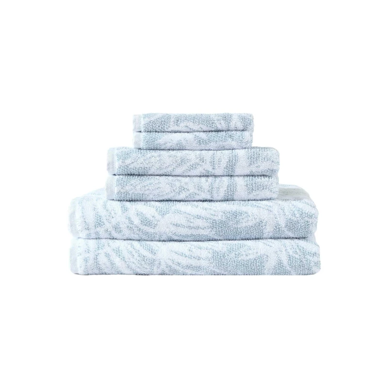 Tommy Bahama - Bath Towels, Soft & Absorbent Cotton Towels, Oeko-Tex Certified (Art of Palms Blue, 6-Piece)