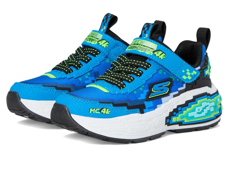 Skechers Boy's Mega-Craft 4K Sneakers, Blue Synthetic/Textile/Lime & Black Trim, 3.5 UK Child