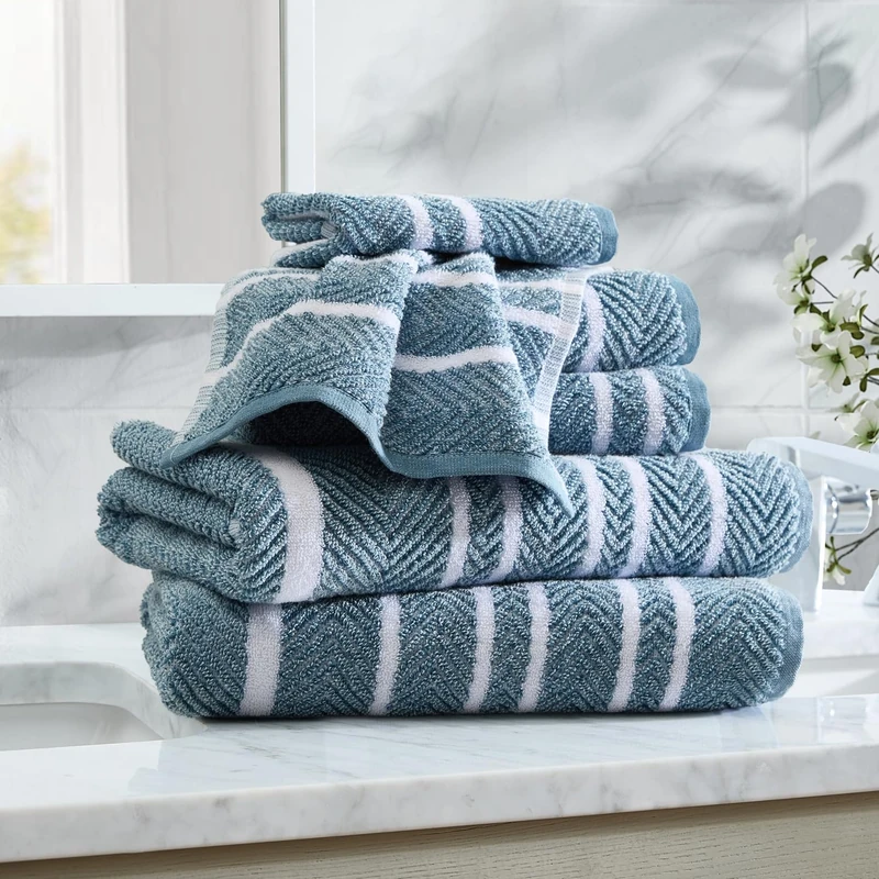 Nautica - Bath Towels, Soft & Absorbent Bathroom Essentials, Oeko-Tex Certified (Cruise Along Blue, 6-Piece)