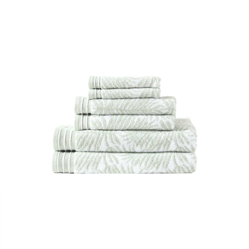 Tommy Bahama - Bath Towels, Soft & Absorbent Cotton Towels, Oeko-Tex Certified (Linear Palms Green, 6-Piece)