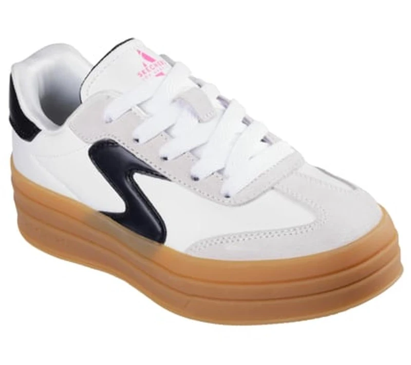 Skechers Girl's Zinger Lift Homecoming Star Sneakers, White Textile/Black Trim, 3.5 UK Child - Image 1